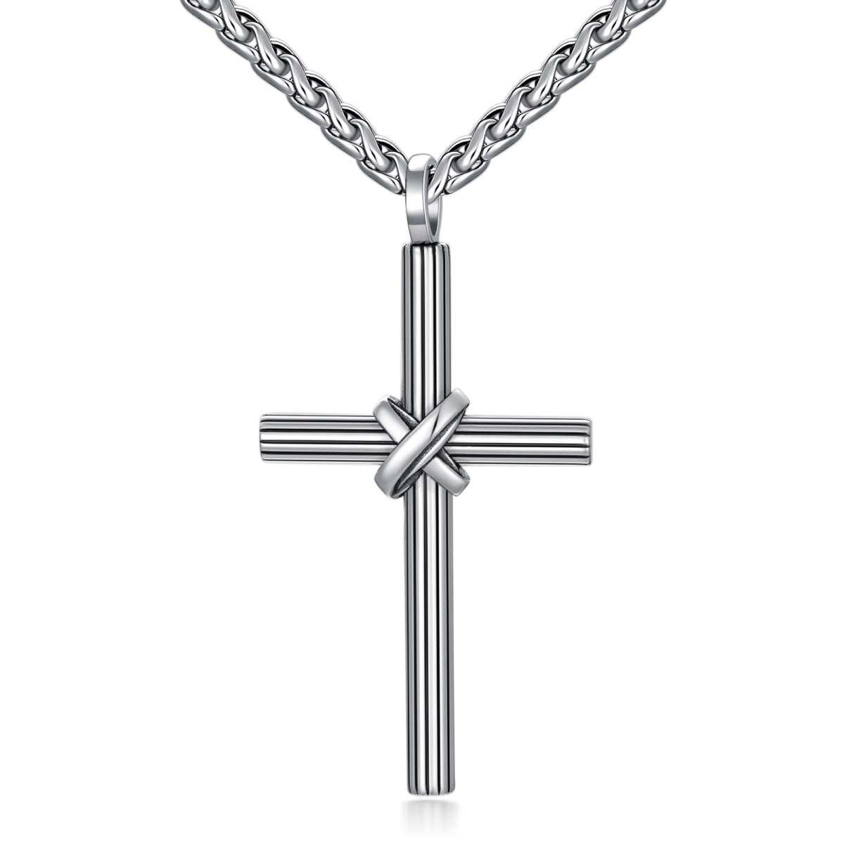 Sterling Silver Cross Pendant Necklace for Men-1