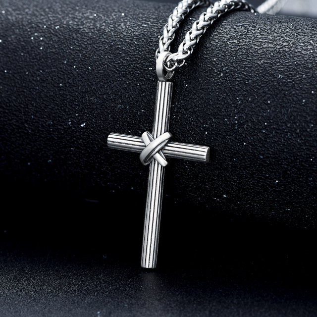 Collana con ciondolo a forma di croce in argento sterling per uomo-3