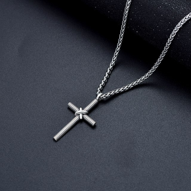 Collier en argent sterling avec pendentif en forme de croix pour hommes-4