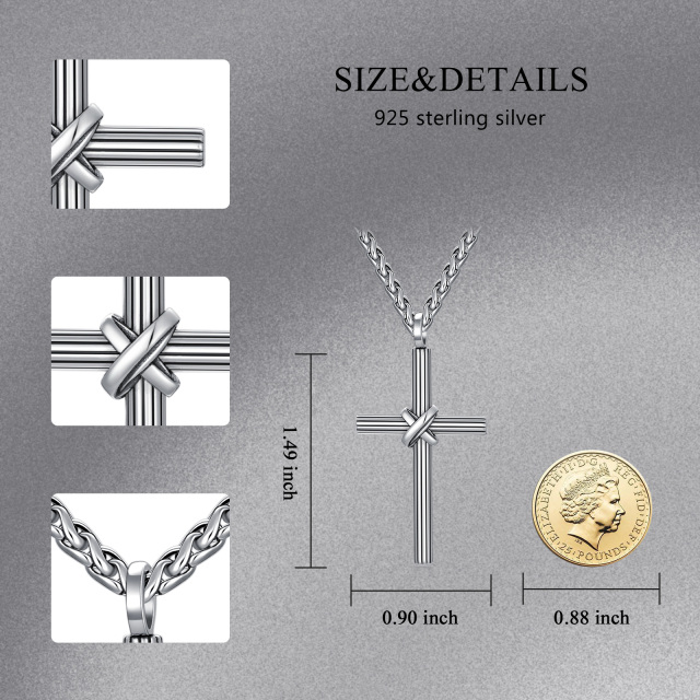 Sterling Silver Cross Pendant Necklace for Men-5