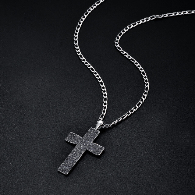 Collier en argent sterling avec pendentif en forme de croix pour hommes-3