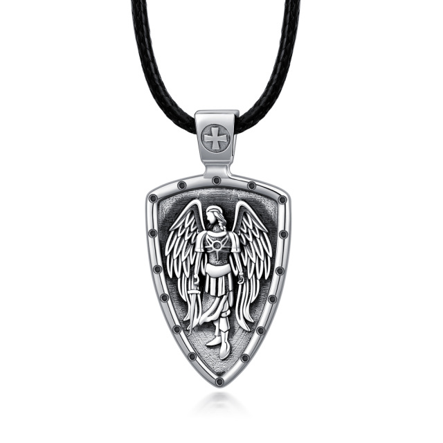 Collana con ciondolo San Michele in argento sterling-1