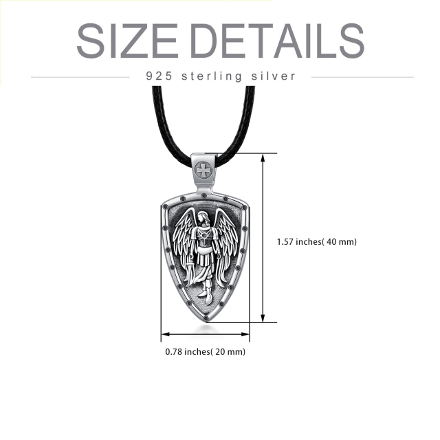 Collana con ciondolo San Michele in argento sterling-5