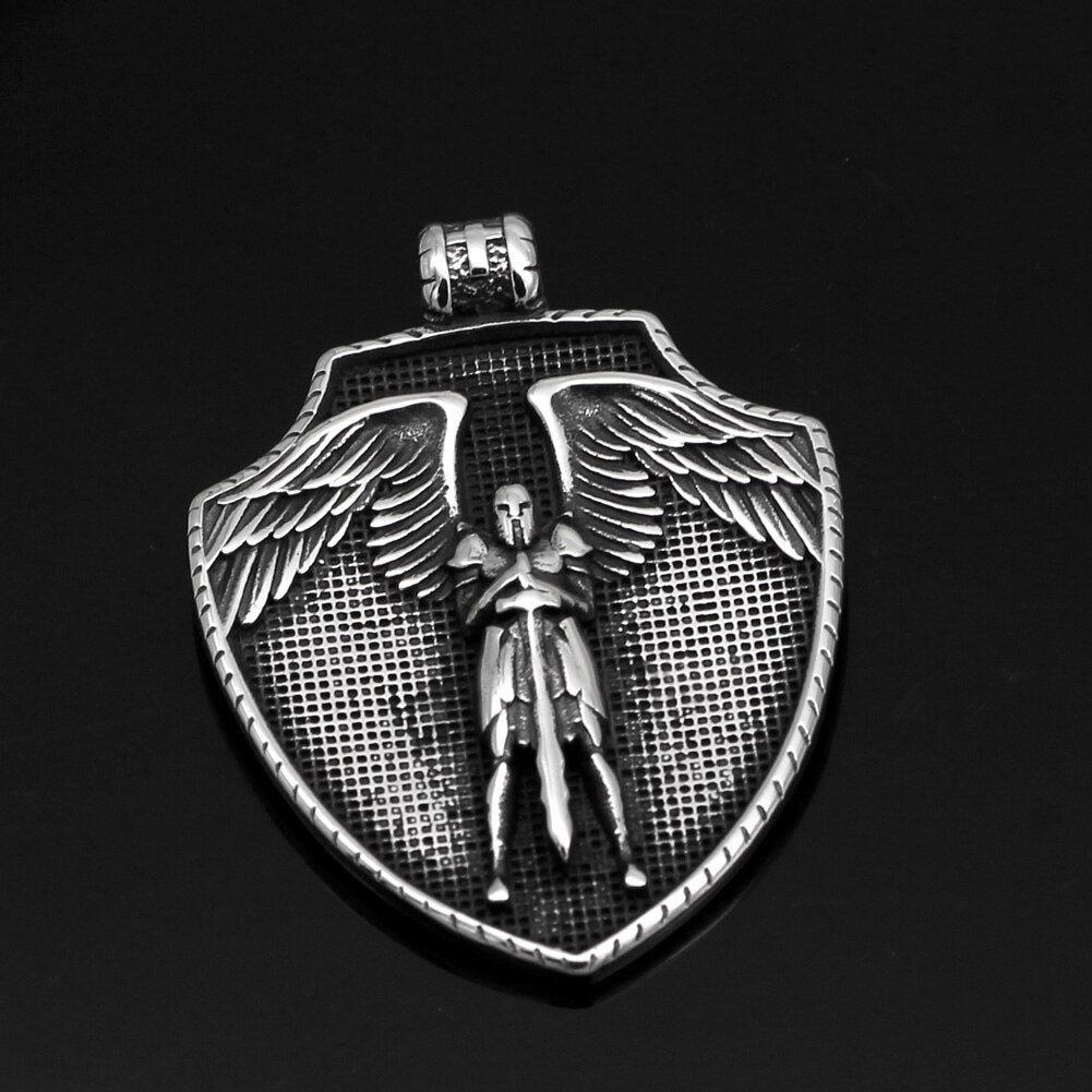Archangel St.Michael Necklace Shield Charm Sterling Silver Pendant Jewelry-4