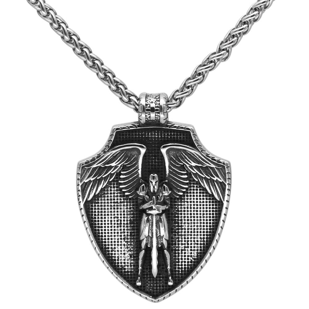 Erzengel St. Michael Halskette Schild Charm Sterling Silber Anhänger Schmuck-1