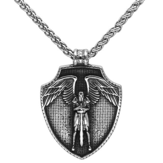 Collier en argent sterling avec pendentif Templier pour hommes-1