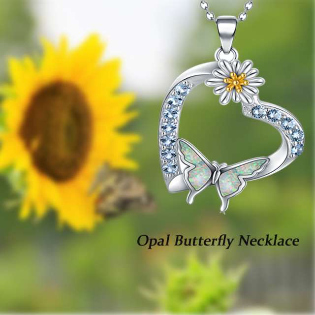 Sterling Silver Cubic Zirconia Butterfly Pendant Necklace-4