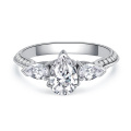 wholesale S925 Sterling Silver Wedding Ring With Pear And Marquise Diamond Accents Elegant Bridal Jewelry Design For Special Occasions-0-0