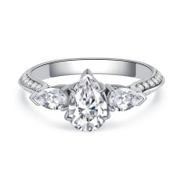 wholesale S925 Sterling Silver Wedding Ring With Pear And Marquise Diamond Accents Elegant Bridal Jewelry Design For Special Occasions-US # 4