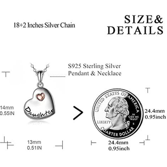 Colliers en argent sterling avec pendentif en forme de coeur pour mère et fille-4