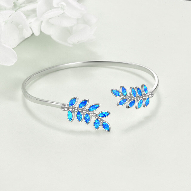 Bracelet en argent sterling avec pendentif feuilles d'opale et arbre de vie-3