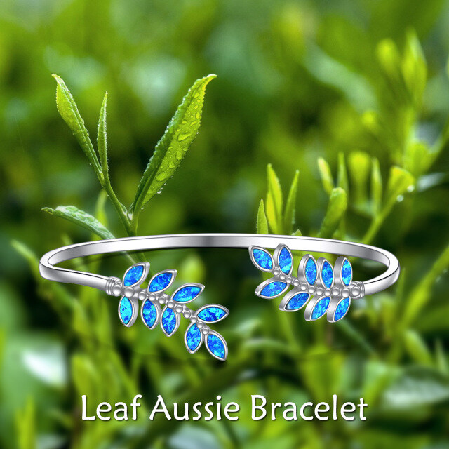 Bracelet en argent sterling avec pendentif feuilles d'opale et arbre de vie-5