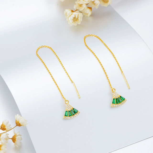 Smaragd-Einfädler-Ohrringe aus 925er-Sterlingsilber für Damen, Smaragd-Ohrringe-0