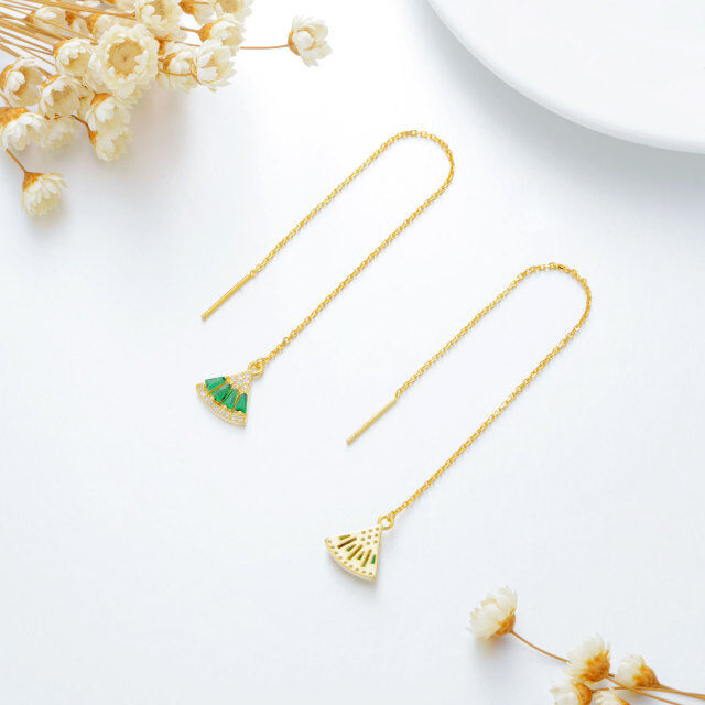 Smaragd-Einfädler-Ohrringe aus 925er-Sterlingsilber für Damen, Smaragd-Ohrringe-1