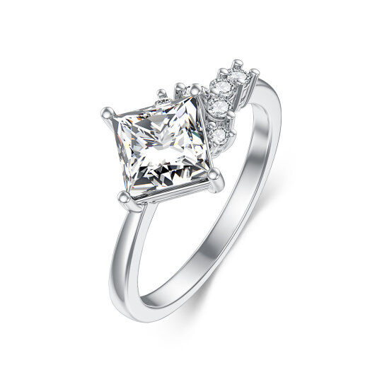 14K White Gold Princess-square Shaped Moissanite Wedding Ring