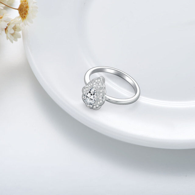 Bague de mariage en forme de goutte de moissanite en forme de poire en or blanc 14 carats-4