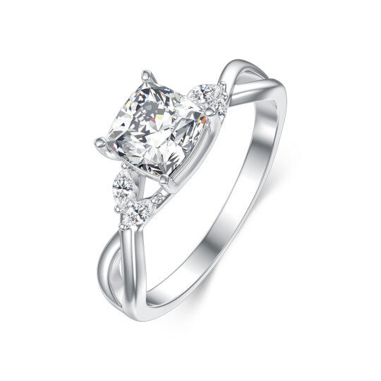 14K White Gold Princess-square Shaped & Marquise Shaped Moissanite Wedding Ring