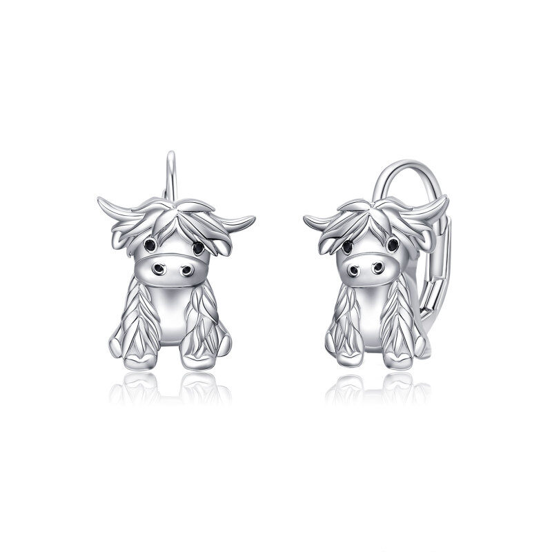 Sterling Silver Highland Cow Hoop Earrings