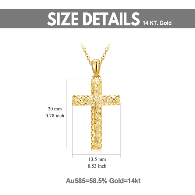 Collar Cruz de Oro de 14K con Corte Diamante-5