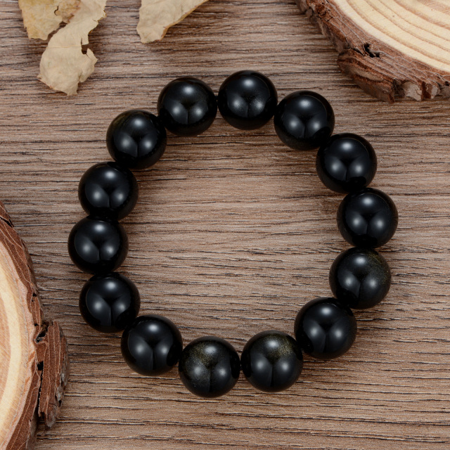 Obsidian Crystal Beads Bracelet for Men-2