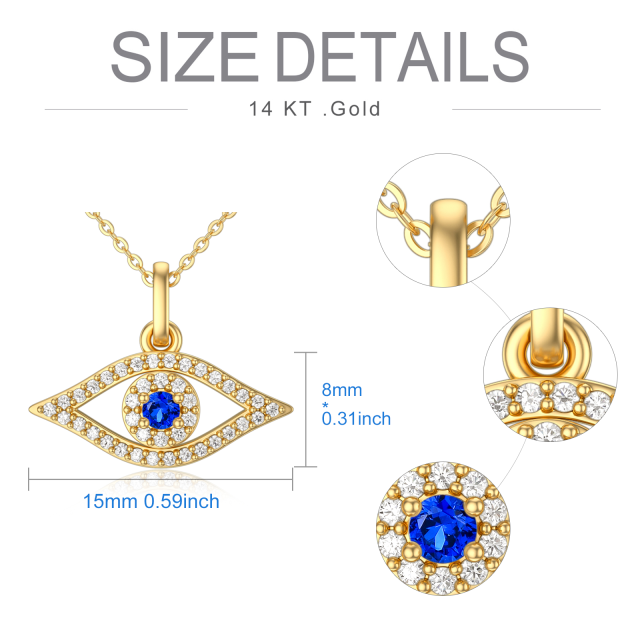 14K Gold Cubic Zirkonia & Diamant Evil Eye Anhänger Halskette-4