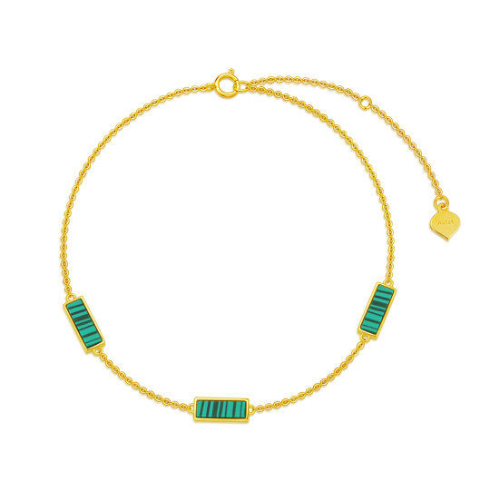 Bracciale con ciondolo in malachite a forma di principessa quadrata in oro 14K