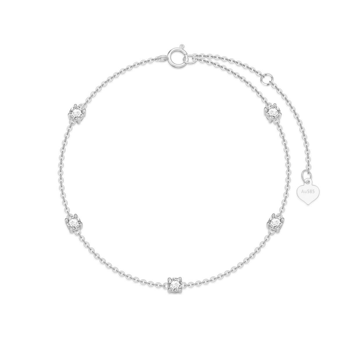 14K White Gold Zircon Pendant Bracelet-1