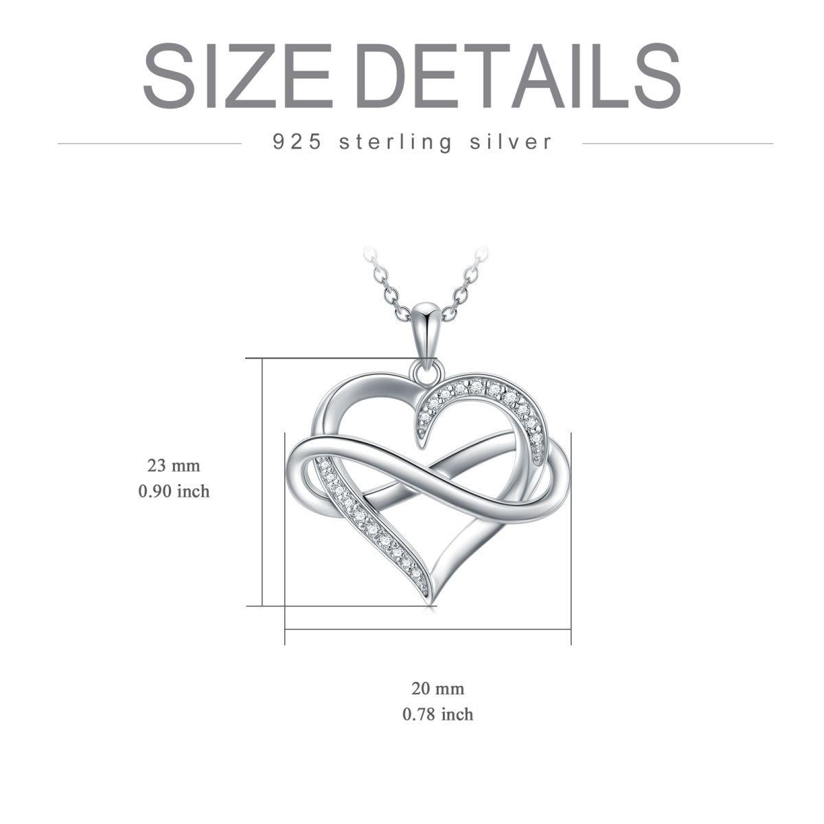 Sterling Silver Circular Shaped Diamond Heart & Infinity Symbol Pendant Necklace-6