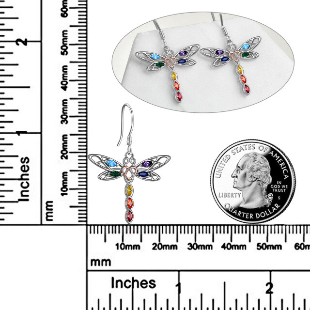  Brincos de libélula femininos de prata esterlina-2