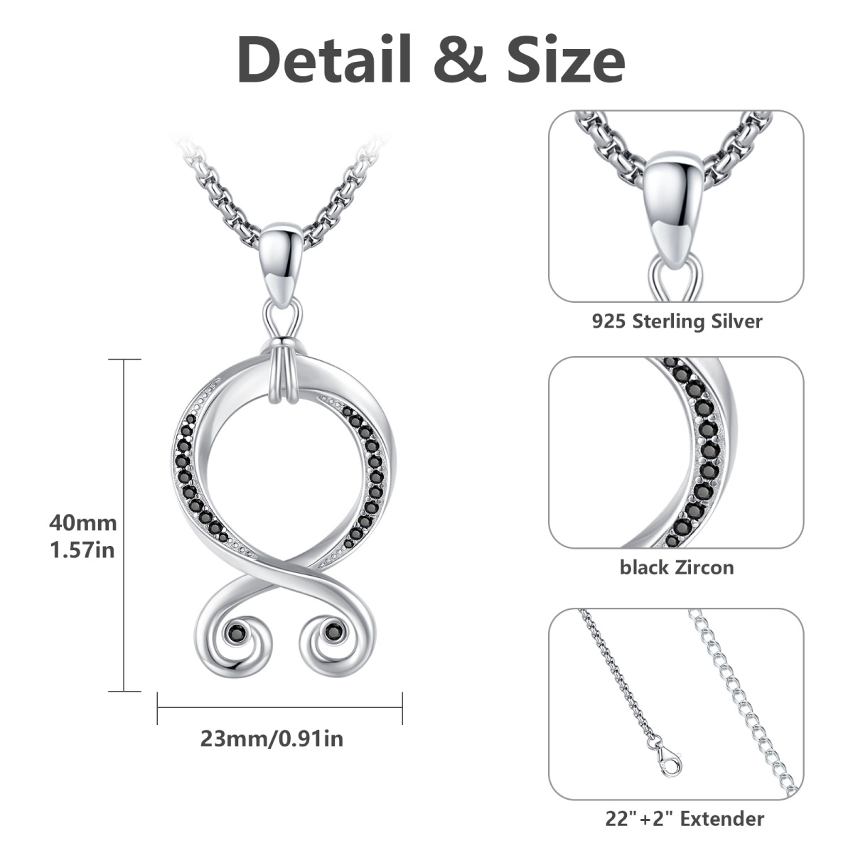 Plata de ley Cubic Zirconia Vikingo Cruz Colgante Collar-7