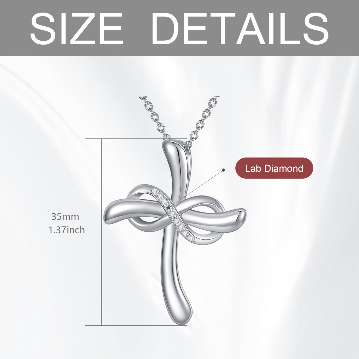 Sterling Silver Round Cross Pendant Necklace-5