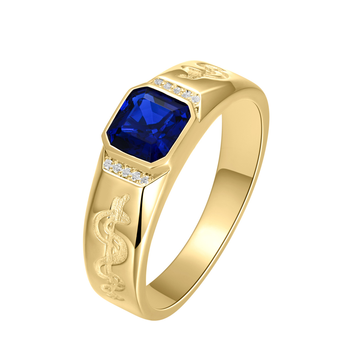 10K Gold Dollars Symbol Personalized Birthstone Ring-1