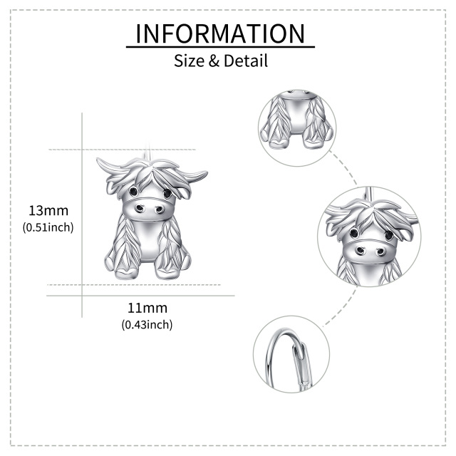 Sterling Silver Highland Cow Hoop Earrings-5