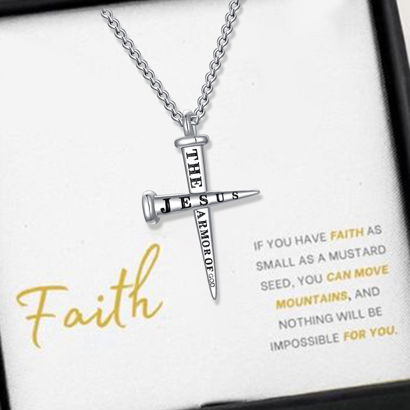 Sterling Silver Cross Pendant Necklace for Men-5