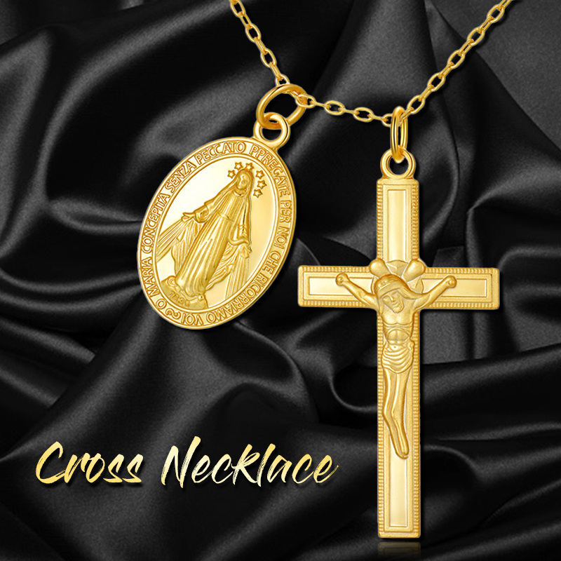 18K Gold Cross Pendant Necklace-6