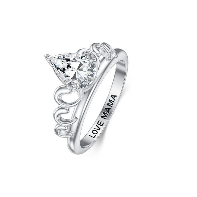 Bague de mariage en forme de goutte de moissanite en forme de poire en or blanc 14 carats-1