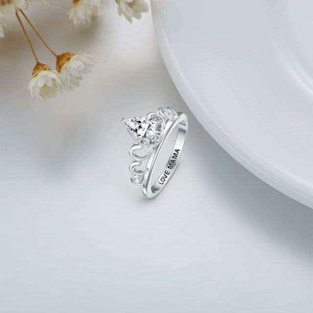 Aliança de casamento em forma de gota de moissanite em ouro branco 14K-3