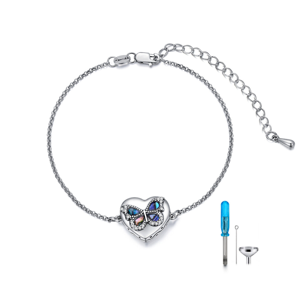 Bracelet en argent sterling en forme d'abalone, de coquillage, de papillon et d'urne en fo-1