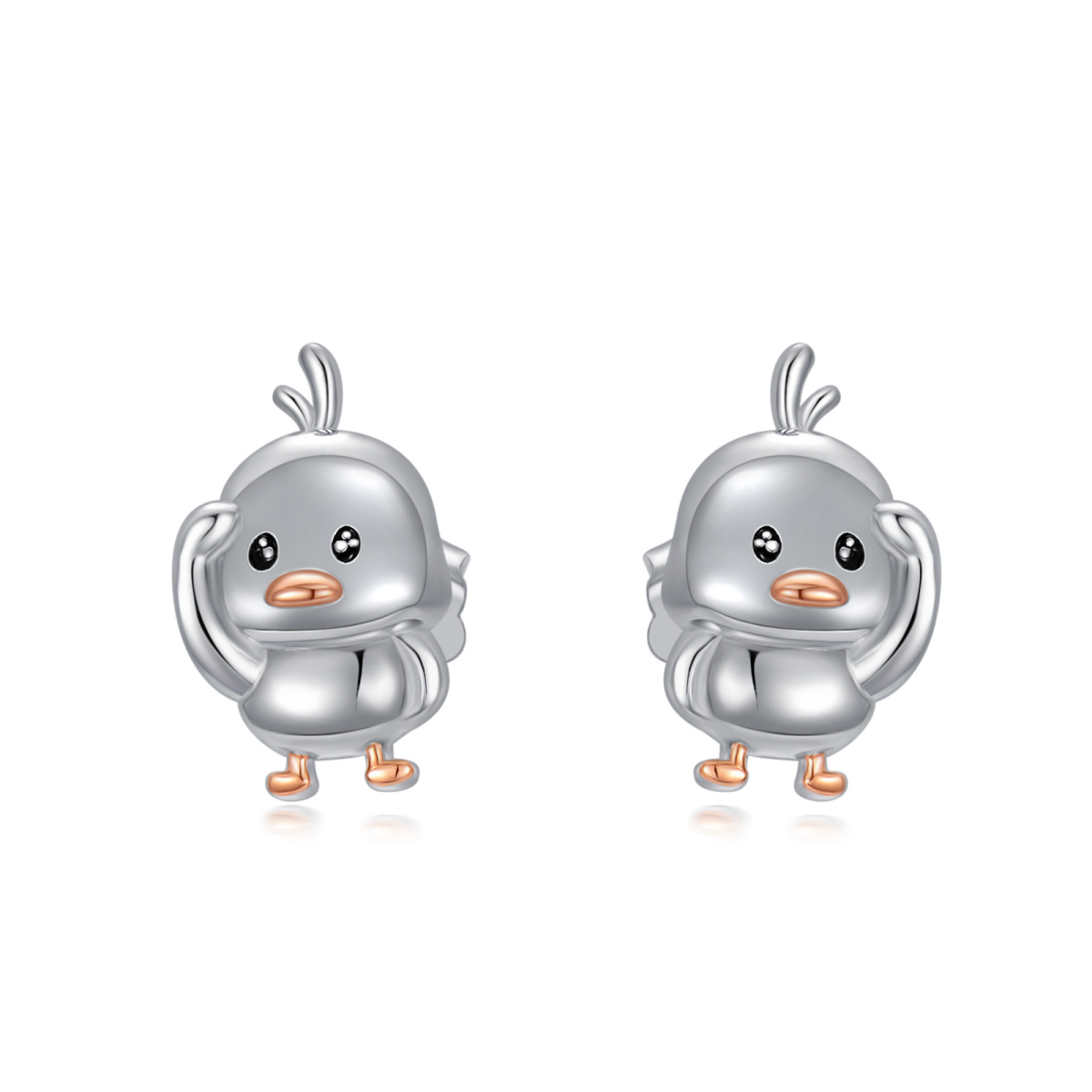 Zweifarbige Enten-Ohrstecker aus Sterlingsilber-1