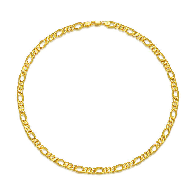 Sterling Silver with Yellow Gold Plated Figaro Link Chain Necklace-0