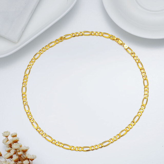 Collar de plata de ley con cadena de eslabones Figaro chapada en oro amarillo-4