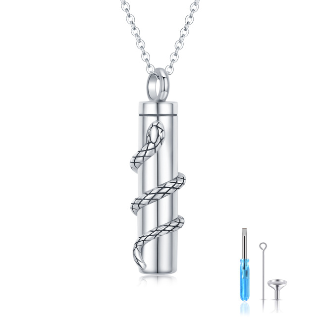 Sterling Silber Schlange & bar Urne Halskette für Asche-0