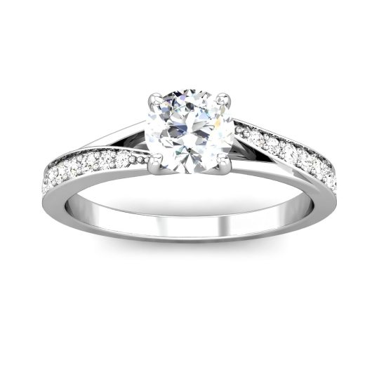 Sterling Silver Circular Shaped Moissanite Couple Engagement Ring