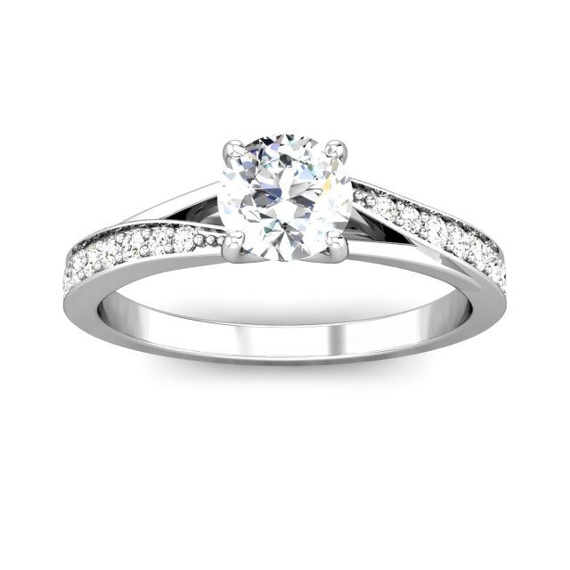 Sterling Silver Circular Shaped Moissanite Couple Engagement Ring-1