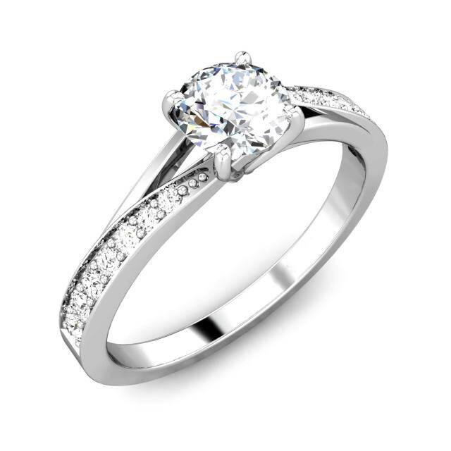 Sterling Silver Circular Shaped Moissanite Couple Engagement Ring-3