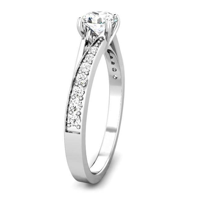 Sterling Silver Circular Shaped Moissanite Couple Engagement Ring-4