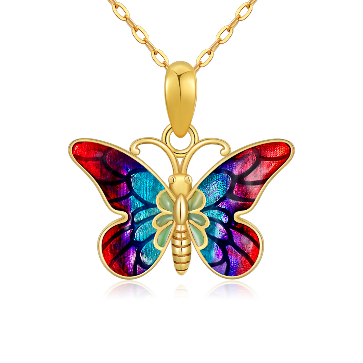 Collier à pendentif papillon en or 14K-1