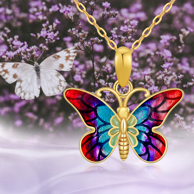 Colar com pingente de borboleta em ouro 14K-4