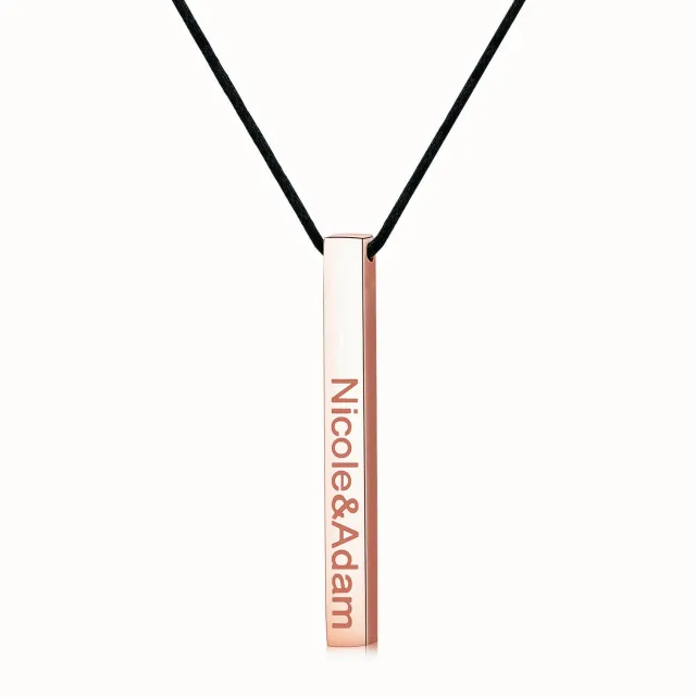 Collana a barre in argento 925 placcato oro rosa con nome classico personalizzato-1