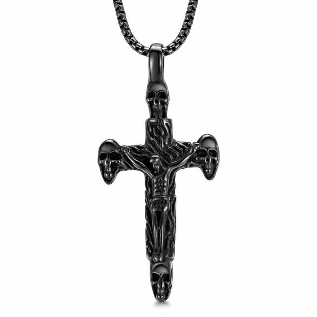 Stainless Steel Cross Crucifix Pendant Jesus Necklace Is a Gift of Jewellery for Husbands Men and Boys-Copy-XsIB-0